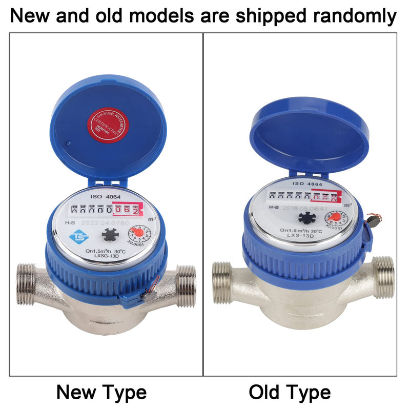 15mm 1/2 inch Cold Water Meter with Fittings for Garden & Home Usage Metering Applications Gardening Accessories