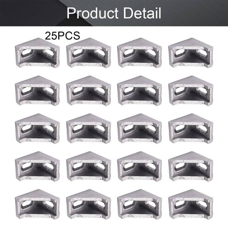 MroMax 25PCS Inner Angle Bracket Gusset Aluminum Alloy Inner Joint Bracket Suitable for 2028 Series Aluminum Extrusion Profile Silver