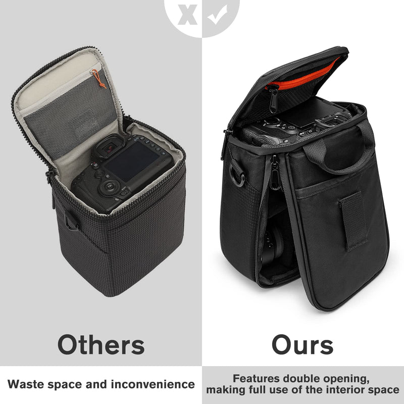 S-ZONE Camera Insert Bag Waterproof Lens Cube Case Compatible with Nikon Canon Sony Fuji for SLR DSLR Mirrorless Lens Cables Accessories Black