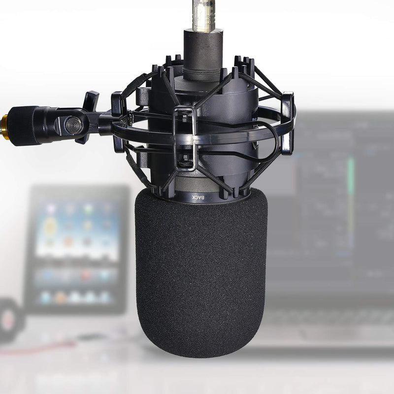 AT2020 Shock Mount with Pop Filter - Foam Windscreen with Microphone Mount Reduces Vibration Noise and Blocks Out Plosives for Audio Technica AT2020 AT2035 ATR2500 Condenser Mic by YOUSHARES