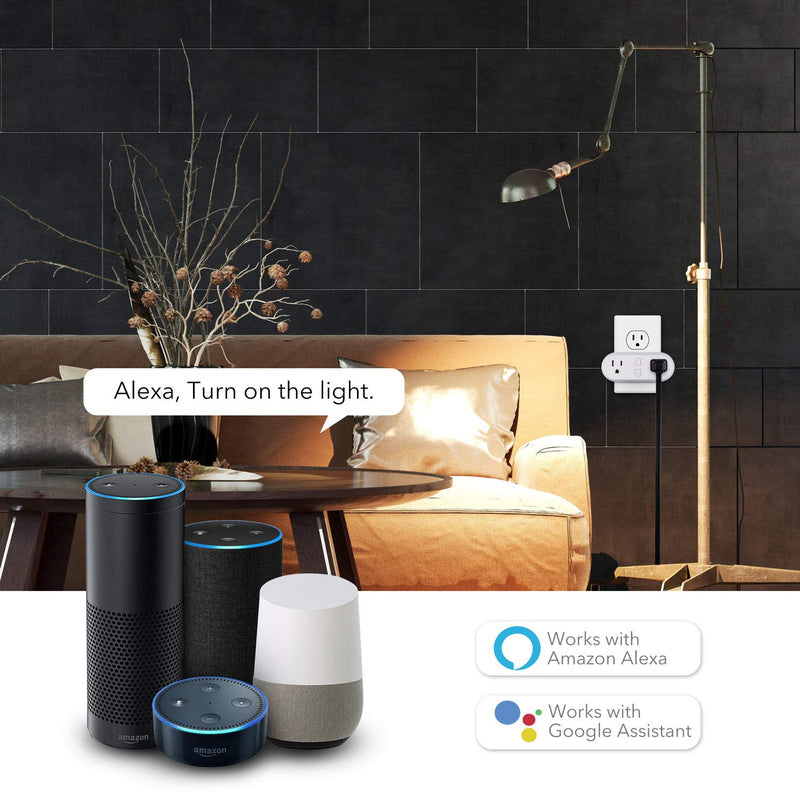 HBN Smart Plug 15A, WiFi&Bluetooth Outlet Extender Dual Socket Plugs Works with Alexa, Google Home Assistant, Remote Control with Timer Function, No Hub Required, ETL Certified, 2.4G WiFi Only, 2-Pack 2 Pack