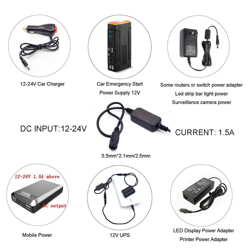 12V-24V Step-Down DC Adapter Cable DMW-AC8 + DCC8 DC Coupler DMW-BLC12 BLC12E Dummy Battery for Lumix GX8 FZ1000 FZ200 G7 G6 G5 GH2 GH2K GH2S DMW-DCC8
