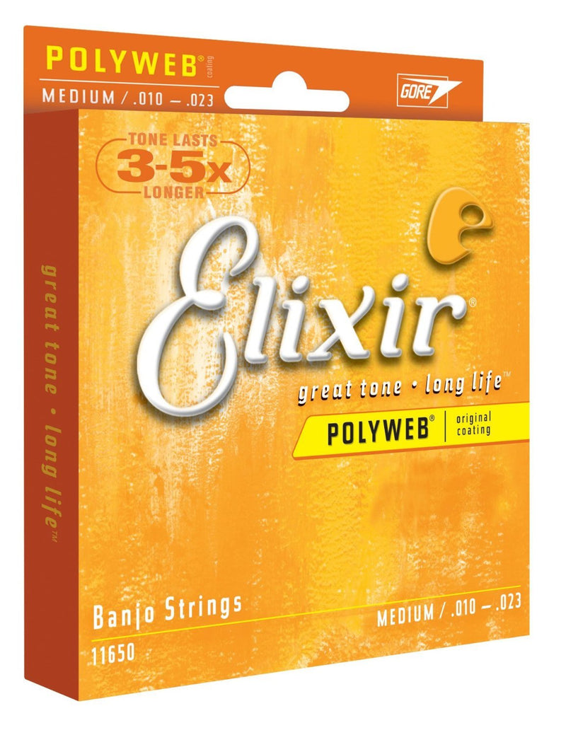Elixir Strings Banjo Strings w POLYWEB Coating, Medium (.010-.023) Medium (.010-.023)