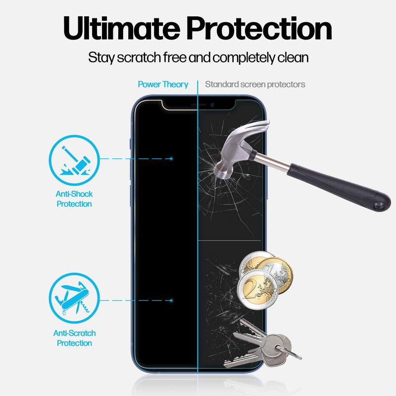 Power Theory Screen Protector for iPhone 12 Pro MAX [2-Pack] with Easy Install Kit [Premium Tempered Glass]