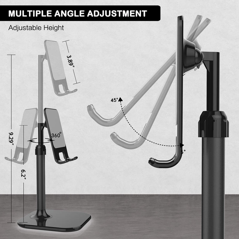 Cell Phone Stand,Doboli Phone Stand for Desk,Phone Holder Stand Compatible with iPhone and All Mobile Phones Tablet Black