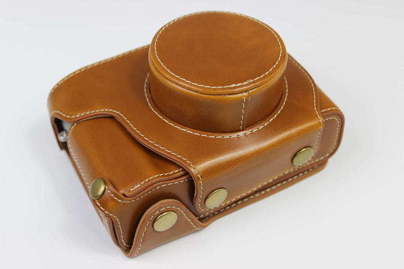 X100V Case, BolinUS Handmade PU Leather Fullbody Camera Case Bag Cover for Fujifilm Fuji X100V Bottom Opening Version + Neck Strap + Mini Storage Bag -Black (Brown) Brown