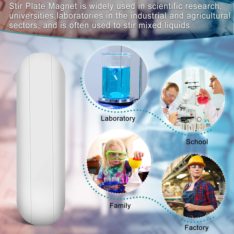 PTFE Magnetic Stirrer Mixer Stir Bar, White Color, Stir Rod Magnetic, Laboratory Bar, Stir Plate Bar, Stir Plate Magnet Stick (46 Pieces,35 mm/ 1.38 Inch) 46 35 mm/ 1.38 Inch
