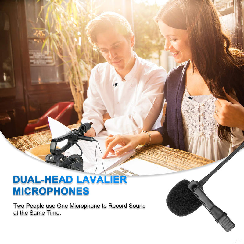 [AUSTRALIA] - 20ft Dual Head XLR Lavalier Microphone,MOURIV Omni-directional Phantom Power Lapel Clip on Mic Interview Kit Compatible with Canon Sony Panasonic Camcorder ZOOM H4n H5 H6 Tascam DR-70D DR-100 Recorder 