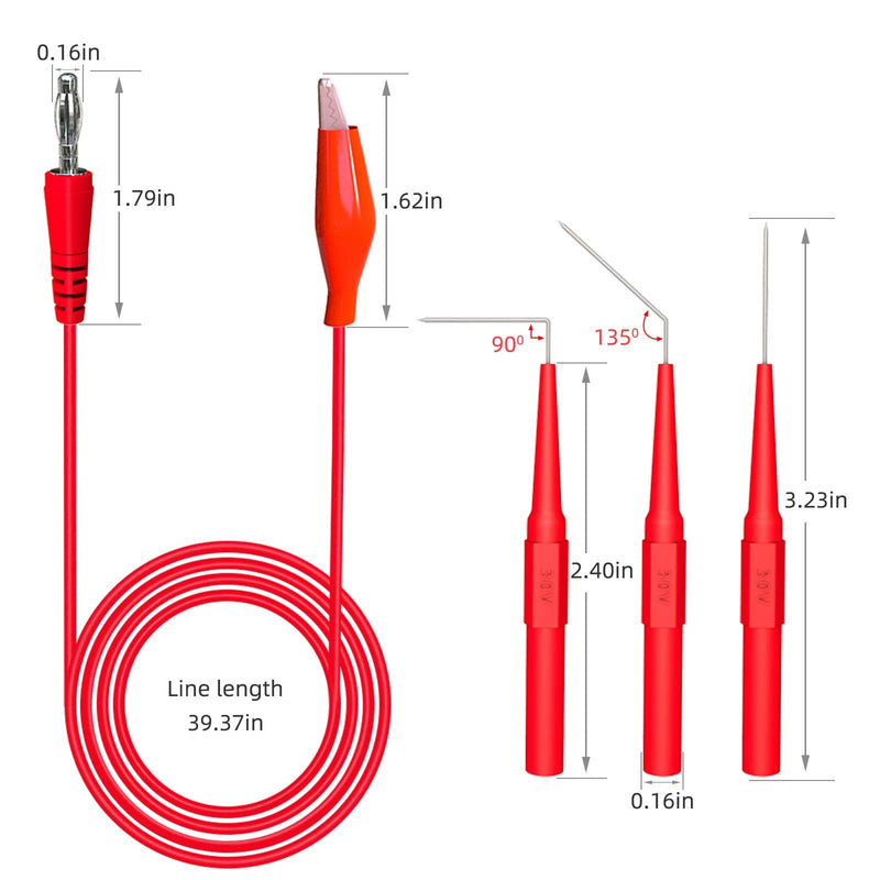 Goupchn Back Probe Kit 20PCS Banana Plug to Copper Alligator Clip Automotive Test Leads Set with 3 Configurations Back Probe Pins for Car Repairing Diagnostic 5 Colors P1920