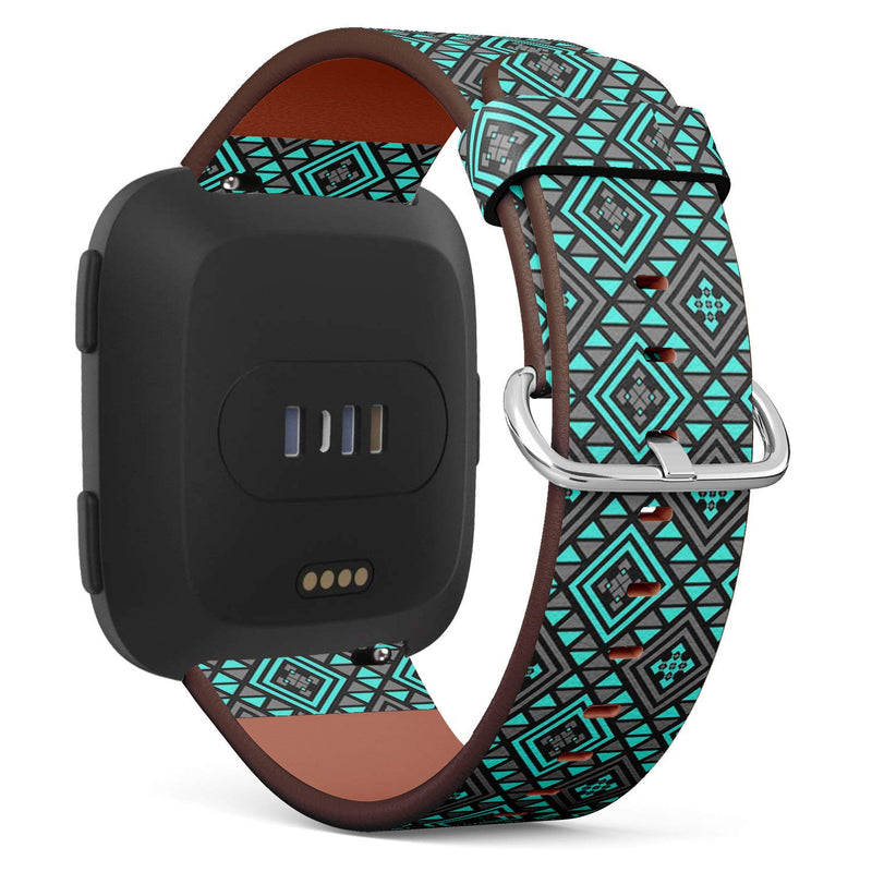 Compatible with Fitbit Versa, Versa 2, Versa Lite, Leather Replacement Bracelet Strap Wristband with Quick Release Pins // Boho Tribal Aztec