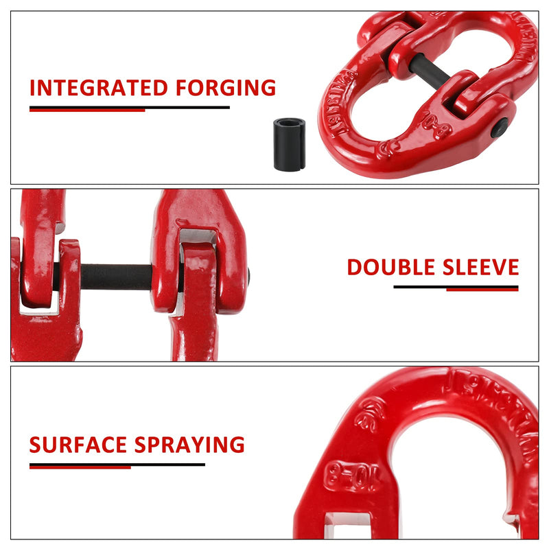 NORJIN 4 Pack G80 Alloy Steel Hammerlock Coupling Link, 5/16" Hammer Lock Safety Chain Connector Link 4400 lbs Working Load Limit