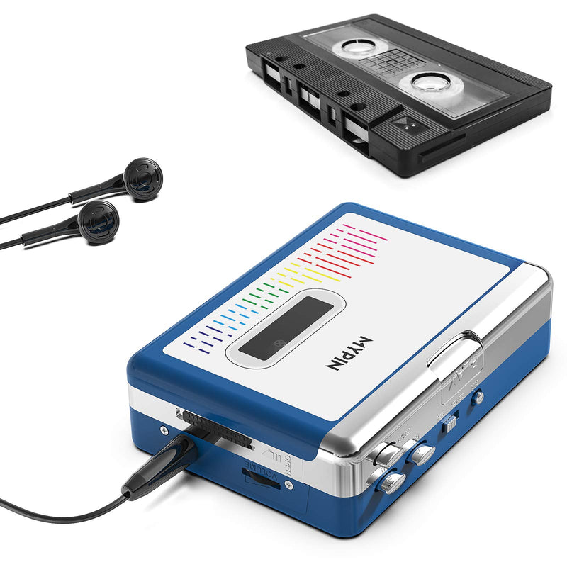 Portable Cassette Player Bluetooth Cassette Player with Headphone, Tape Player Output to Headphone/Speaker,Walkman 2 AA Battery or USB Power Supply, 3.5mm Headphone Jack