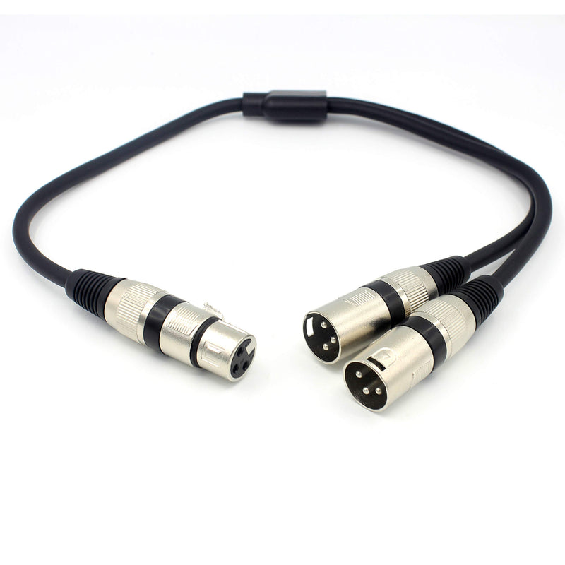 [AUSTRALIA] - Lolomo XLR Y Splitter, 3 Pin XLR 1 Female to 2 Male Mic Combiner Y Cord Balanced Microphone Adaptor Patch Cable - 1.5 Feet/50cm (1XLRF-2XLRM) 1XLRF-2XLRM 