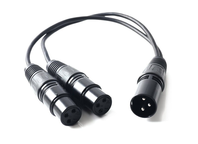 [AUSTRALIA] - Devinal XLR Splitter Male to 2 Female Cable, Dual XLR Female to XLR Male Balanced Patch Y Cable, 3 PIN XLR Plug to 2 XLR Jacks Microphone Adaptor Cord - 1 Feet 2 Pack 