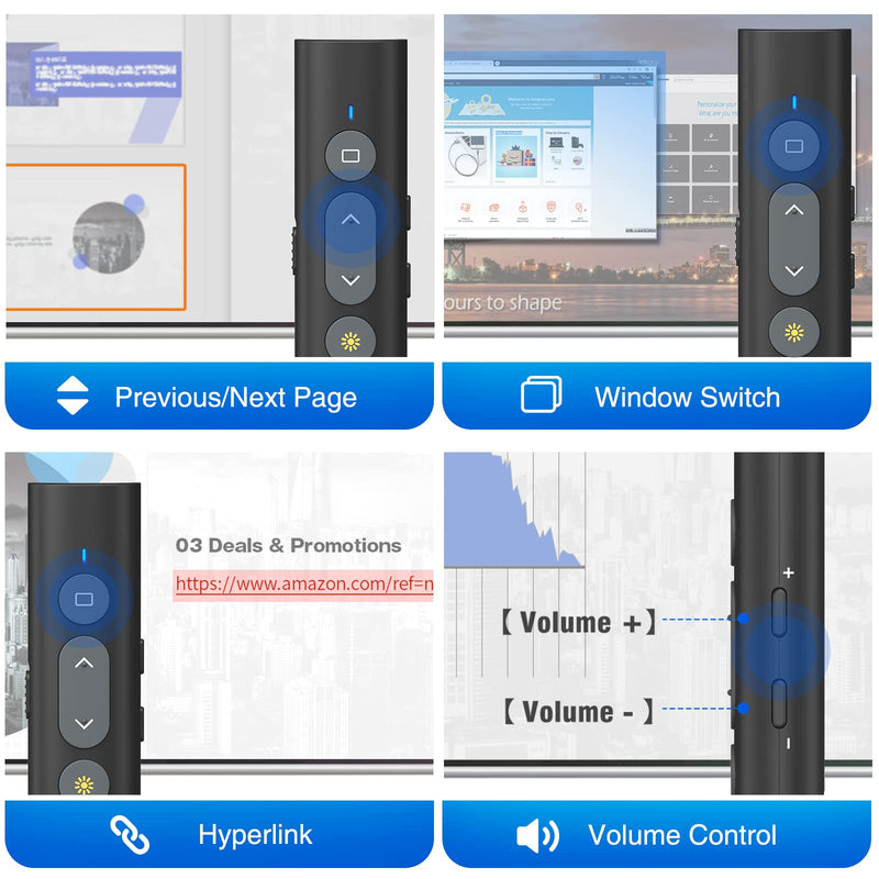 [AUSTRALIA] - 2 in 1 USB Type C Presentation Clicker with Laser Pointer, Wireless Presenter for PowerPoint Presentation PPT Clicker, 2.4GHz Presenter Remote Slide Advancer with Bright Red Laser Pointer X140 Red-2in1 USB C 