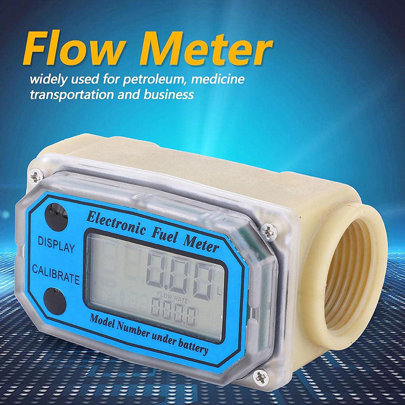 Diesel Fuel Meter, Digital Fuel Meter Water Flow Meter Mini Digital Turbine Flowmeter Diesel Fuel Flow Meter 15-120L/min 1" NPT