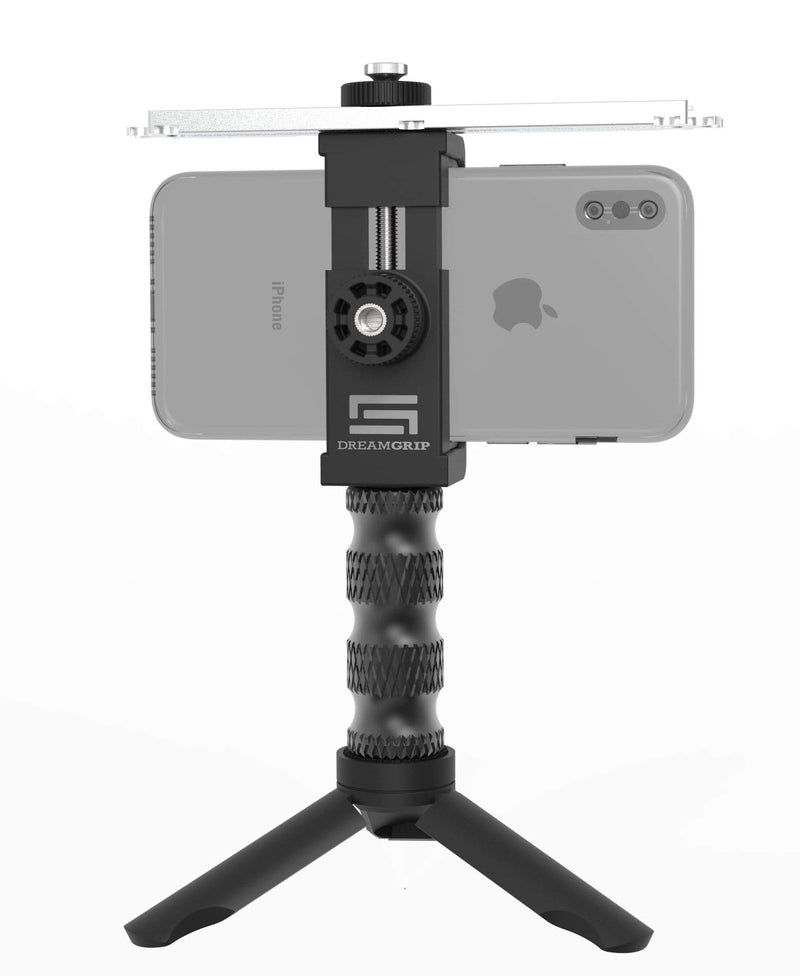 Universal Video Rig System for Vertical and Horizontal Shooting with Any Smartphone DREAMGRIP Scout XM with Patented Track Connector for External Lights, Mic and Another Photo/Video Accessories