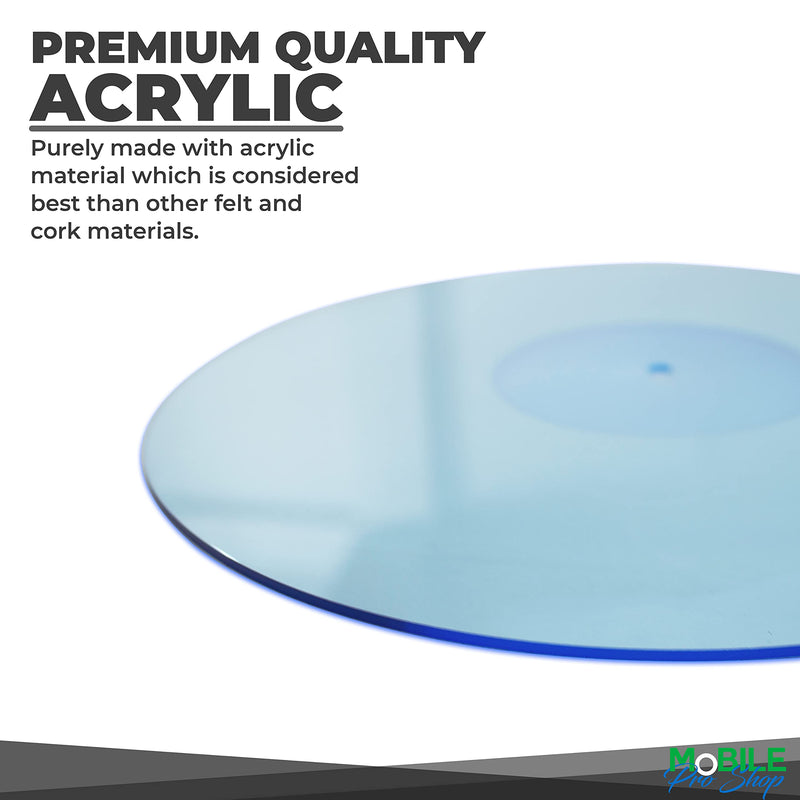 Mobile Pro Shop Acrylic Turntable Mat - Acrylic Slipmat for Vinyl LP Record Players - Improves Sound Quality & Provides Tighter Bass - Anti Static Platter mat (Blue_lit) Blue_lit