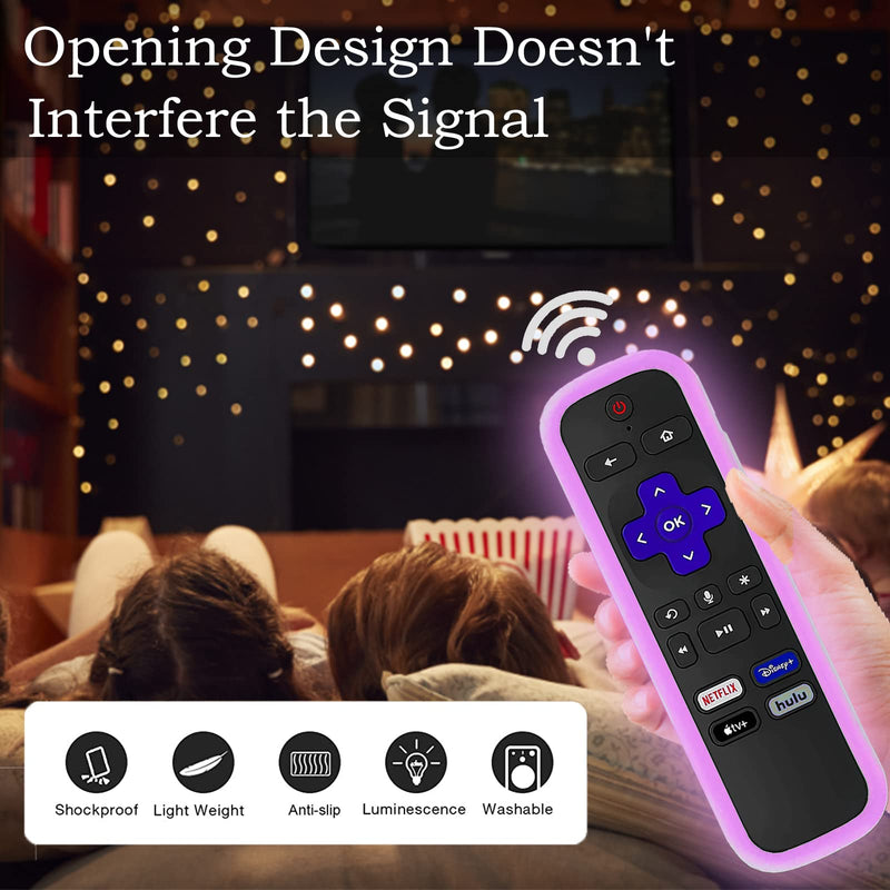 3Pack Remote Case for Roku | TCL | Hisense Roku Remote | Silicone Universal Protective Controller Sleeve for Roku Express 4K+ 2021 | Roku Streaming Stick 4K 2021 Cover with Lanyards Glow in The Dark Glow Blue&Glow Yellow&Glow Purple
