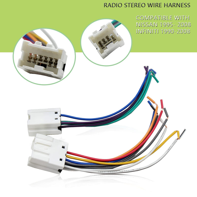 RED WOLF Radio Install Wiring Harness for Nissan 1995-2008, Infiniti 1990-2008 Replacement Aftermarket Power/Speaker Stereo Plug Connector Radio harness