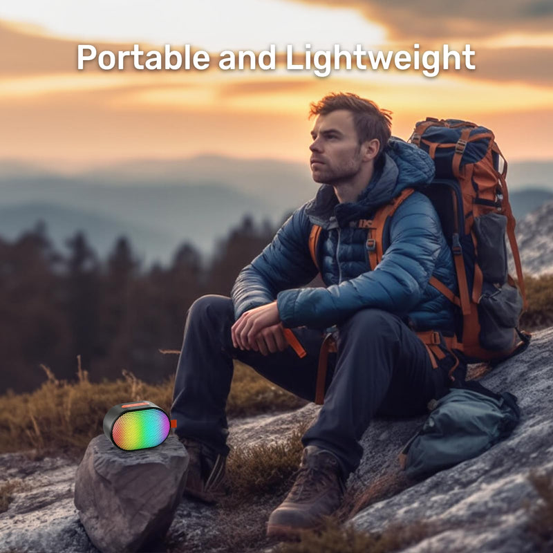 [AUSTRALIA] - ROFALL Bluetooth Speakers Portable, Wireless Speaker with RGB Lights, HD Sound, 5 Watts, Compact Size, Dual Pairing, TWS, Waterproof, Suitable for Mobile Phones, Tablets and Laptops 