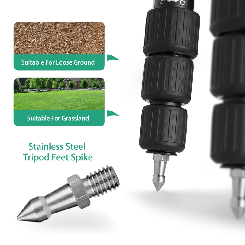 [AUSTRALIA] - 3 Sets of Rubber Tripod Foot Universal 3/8 Thread Anti-Slip with Stainless Steel Tripod Spikes Replacement Part for Monopod Tripod by Rigych Spike Kit 
