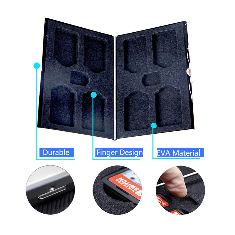 10 in 1 Metal Switch Game Card Case for Nintendo, BagTu Portable Card Protector for 8 Switch Game Cards and 2 Memory Cards
