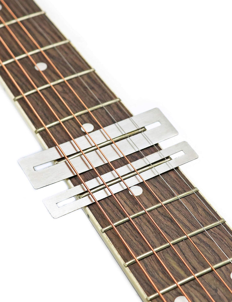 Holmer Guitar Luthier Tools with 15 Blades Feeler Gauge Metric, String Action Gauge Ruler, Fingerboard Fretboard Radius Gauge Measuring Tool, 2 Fingerboard Guard Protectors. (Chrome) Chrome