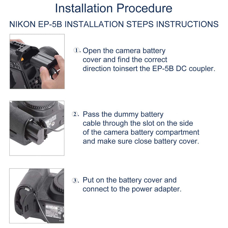 [AUSTRALIA] - HY1C EH-5 Plus EP-5B AC Power Adapter Dummy Battery Coupler Kit Replacement EN-EL15 EN-EL15a EN-EL15b Batteries for Nikon Z6 Z7 D500 D610 D750 D780 D800 D810 D850 D7000 D7200 D7500 1V1 Cameras 