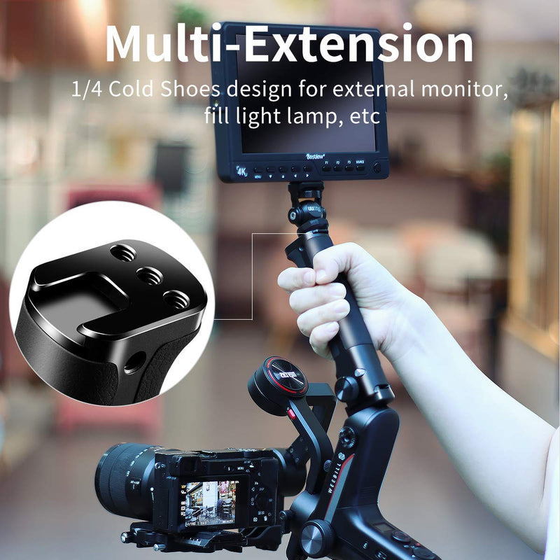 UURig Handle Grip for ZHIYUN Weebill-S w Cold Shoe Extension Monitor Mount, DH14 Top Hold Handle, Support 2 Mount Angle Weebill S Handheld Video Shooting Accessories