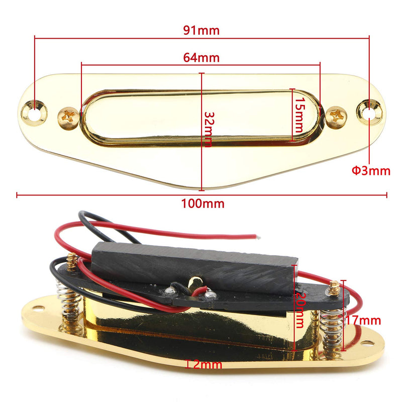 1pcs Guitar Neck Pickup, Gold Single Coil Audio Transducer for TL Style Electric Guitars Accessory