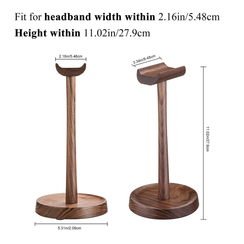Wooden Headphone Stand Headset Holder Hanger AhfuLife Stand with Cable Holder for Sony, Bose, Shure, Jabra, JBL, AKG, Gaming Headset and Earphone Display (Walnut Color)