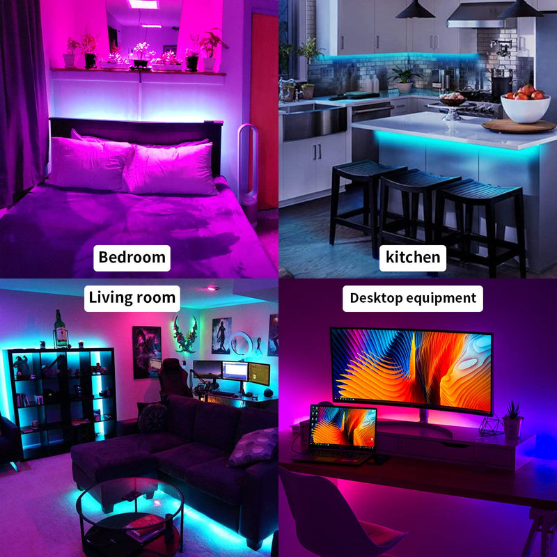 [AUSTRALIA] - Aonsen 16.4ft Waterproof LED Strip Light, RGB LED Light Strip, 5050 LED Tape Light, Color-Changing LED Light Strip, with Remote Control, for Living Room Kitchen Bed, Home Decoration Soft Light Strip Led-16.4ft 