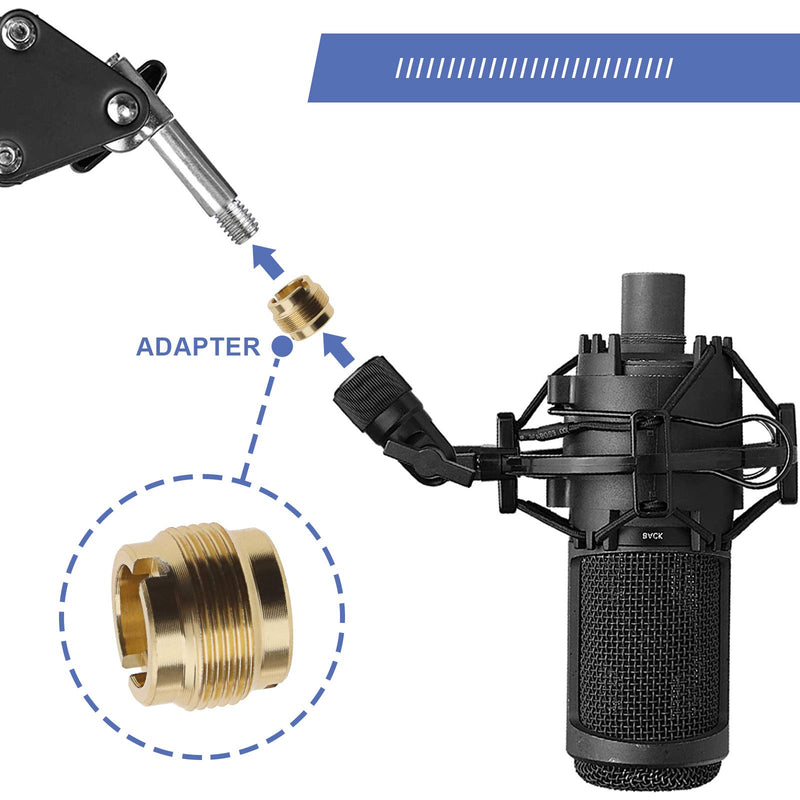 4 Pcs Microphone Mic Screw Nut Clip Adapters 5/8" External Thread to 3/8" Internal Thread Connector Copper Plated