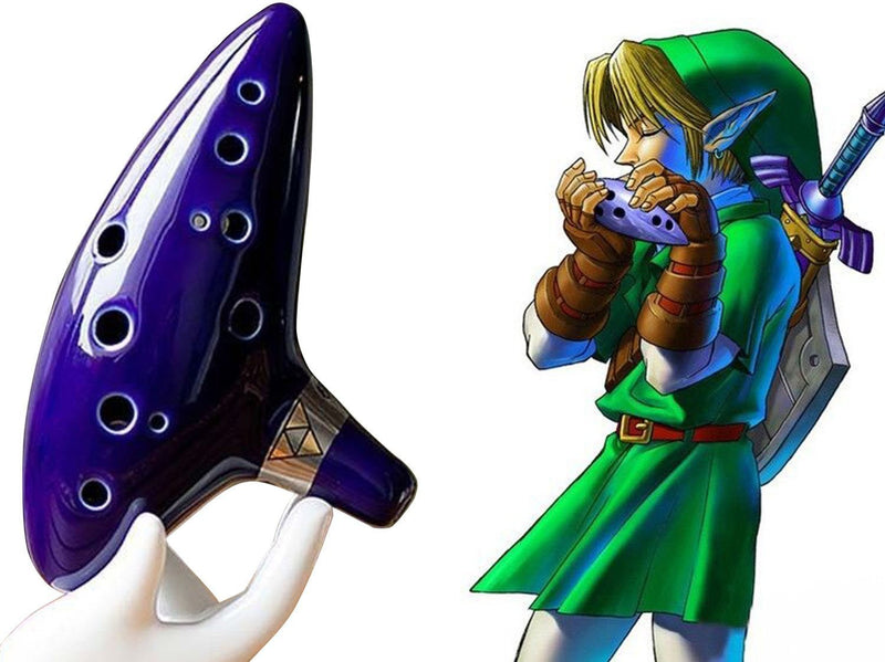 AFUNTA 12 Hole Ocarina Ceramic Alto C Legend of Zelda Ocarina Flute with song book (Neck Strap Cord with Random Color)- Blue