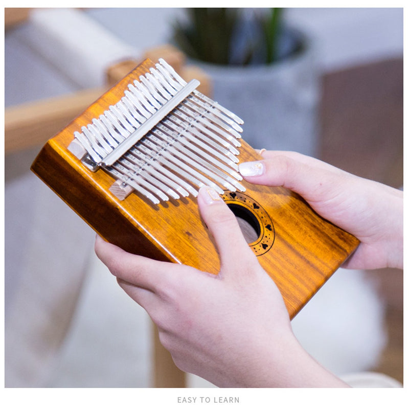 Kalimba 17 Keys Thumb Piano with Tune Hammer Fingertip Protectors and Polishing Cloth,Portable Music Instrument Solid KOA Wood. (KOA Wood-17 keys) KOA Wood-17 keys