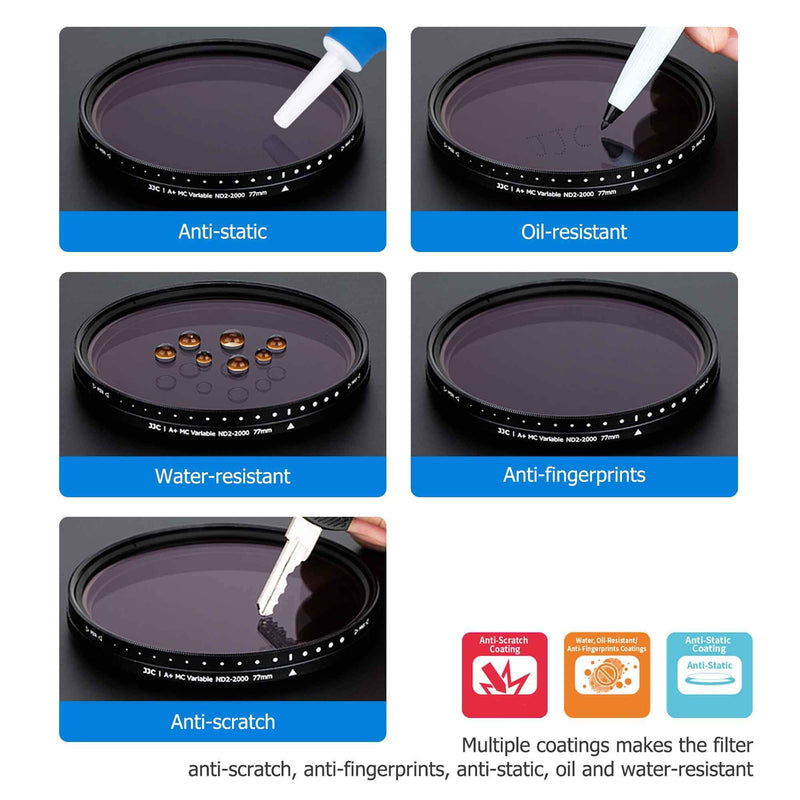 JJC 82mm ND Filter ND2-2000 VND Variable Neutral Density Fader for Canon EF 24-70mm f2.8L, RF 15-35mm f2.8L, Nikon AF-S 24-70mm f2.8E, Sony FE 24-70mm f2.8 Lens & Other Lenses with 82mm Filter Thread
