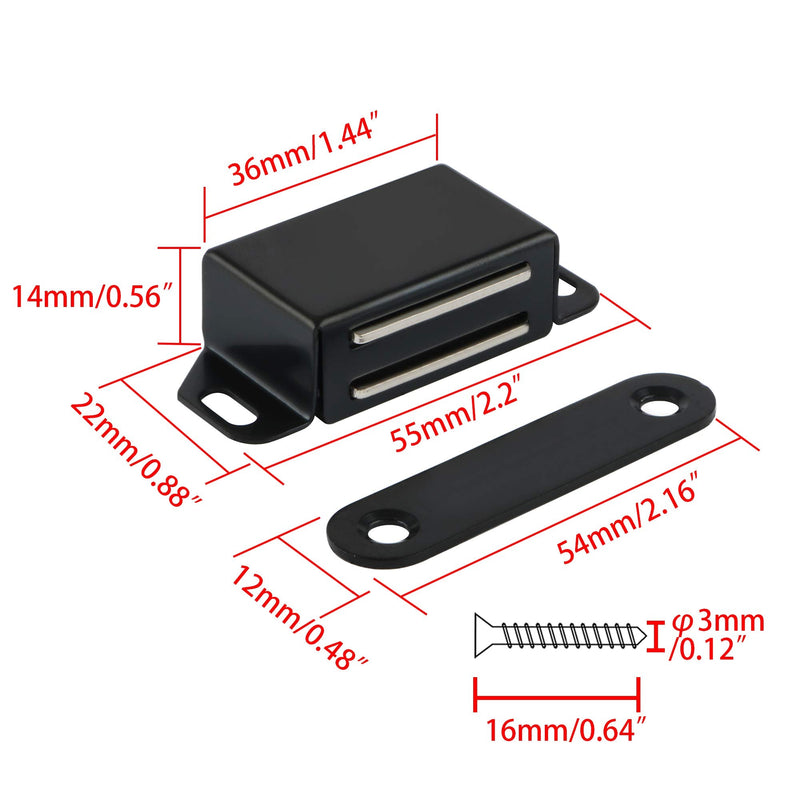 Alise 4-Pack Black Magnetic Cabinet Door Catch,Furniture Closet Catches Latch with Strong Magnetic,CAT003B-4P Made of Stainless Steel 2-Medium Size