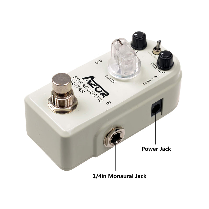 [AUSTRALIA] - AZOR Acoustic Guitar Effect Pedal with True Bypass for Acoustic Guitar Super Mini White AP318 