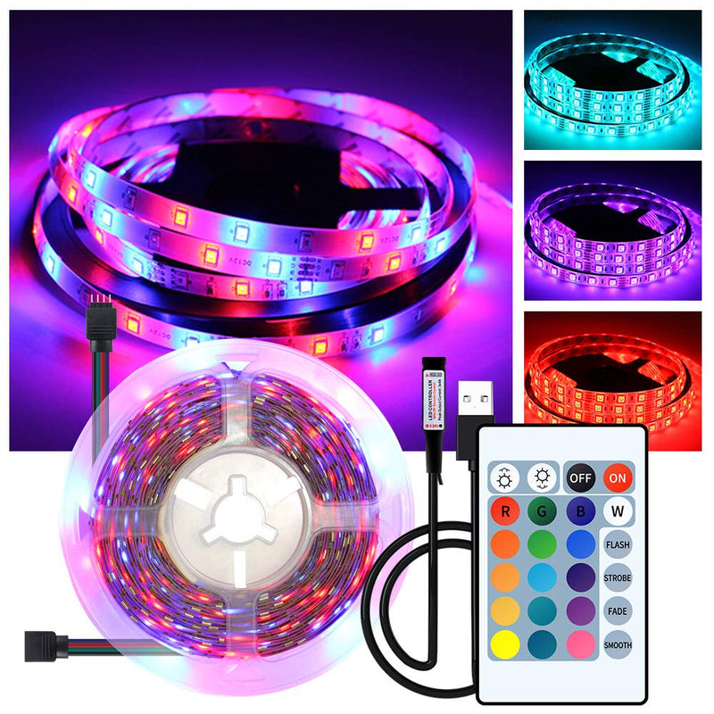 [AUSTRALIA] - LED Strip Lights 16.4ft with Remote Control, Flexible Color Changing Kit, USB 150 RGB 2835 Tape Light 5V Power Supply for Room, Bedroom, TV, Kitchen 