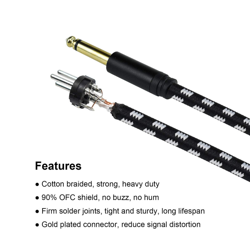 Dual 1/4 TS Mono to XLR Male Cable, Mugteeve 3.3FT Double Quarter Inch to XLR Y Splitter Cable, for Mixer, Electric Drum, Keyboard Stereo Main Out Cable, Heavy Duty, Cotton Braided, Black White Color