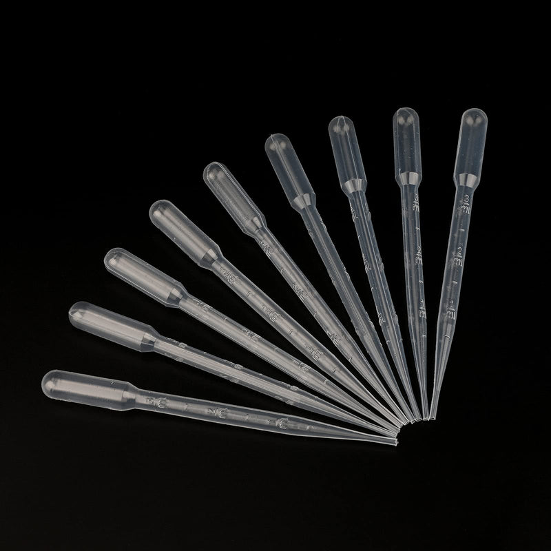 100PCS 3ml Disposable Plastic Essential Oils Graduated Transfer Pipettes for Science Laboratory, Experiment, Essential Oils, Make up Tool 100