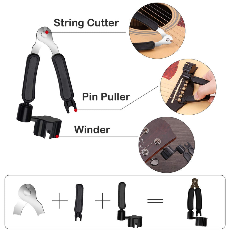 TTCR-II Guitar Accessories Kit, 61 Pcs with Guitar Tuner, Guitar Capo,3 Set Guitar Strings,15 Guitar Picks, Guitar Pick Holder,3 in 1 String Winder,Guitar Bridge Pins, Guitar Saddle and Nuts etc.