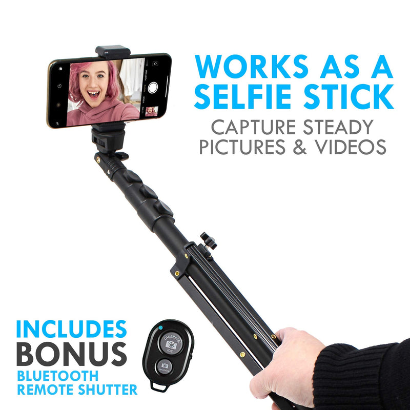 Aduro U-Stream Selfie Stick Tripod 51" Extendable Cell Phone Tripod with Wireless Remote Phone Stand for iPhone & Android Phone