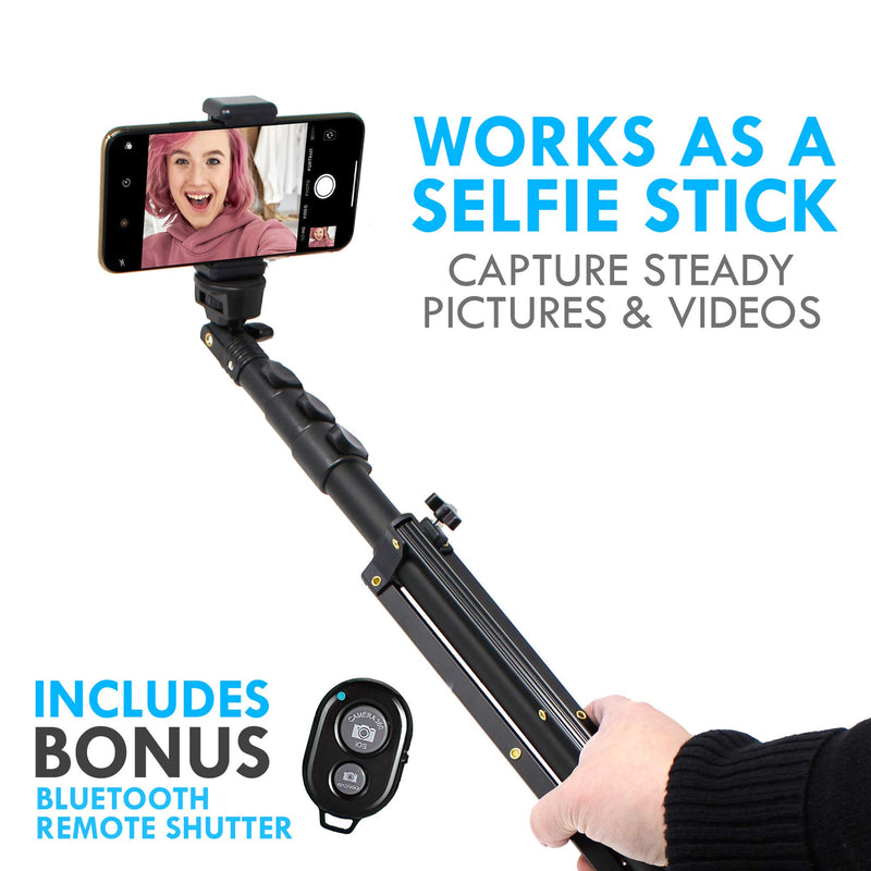 Aduro U-Stream Selfie Stick Tripod 51" Extendable Cell Phone Tripod with Bluetooth Remote Phone Stand for iPhone & Android Phone