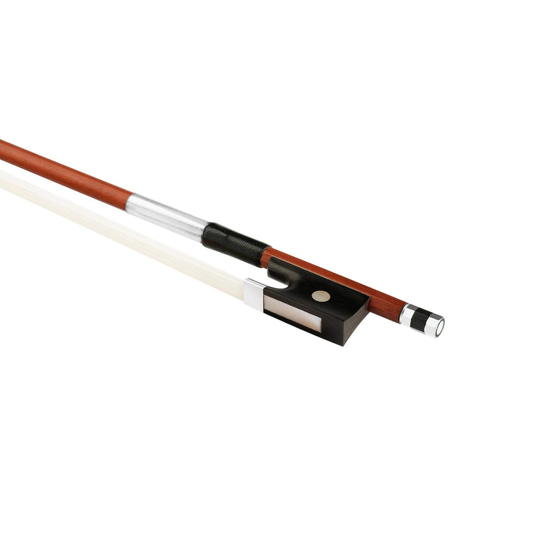 Forté Brazilwood Violin Bow - Round Stick, Half-mounted Ebony Frog and Authentic Horsehair (1/2) 1/2