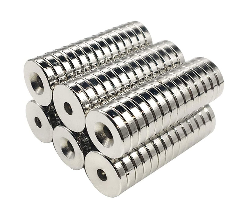 ZDYWY 10 Pieces 18 x 3mm with 3mm Countersunk Hole Permanent Disc Rare Earth Fastener Magnets Refrigerator Neodymium Magnets - 0.7 inch D x 0.12 inch H with 0.12 inch D Screw Hole