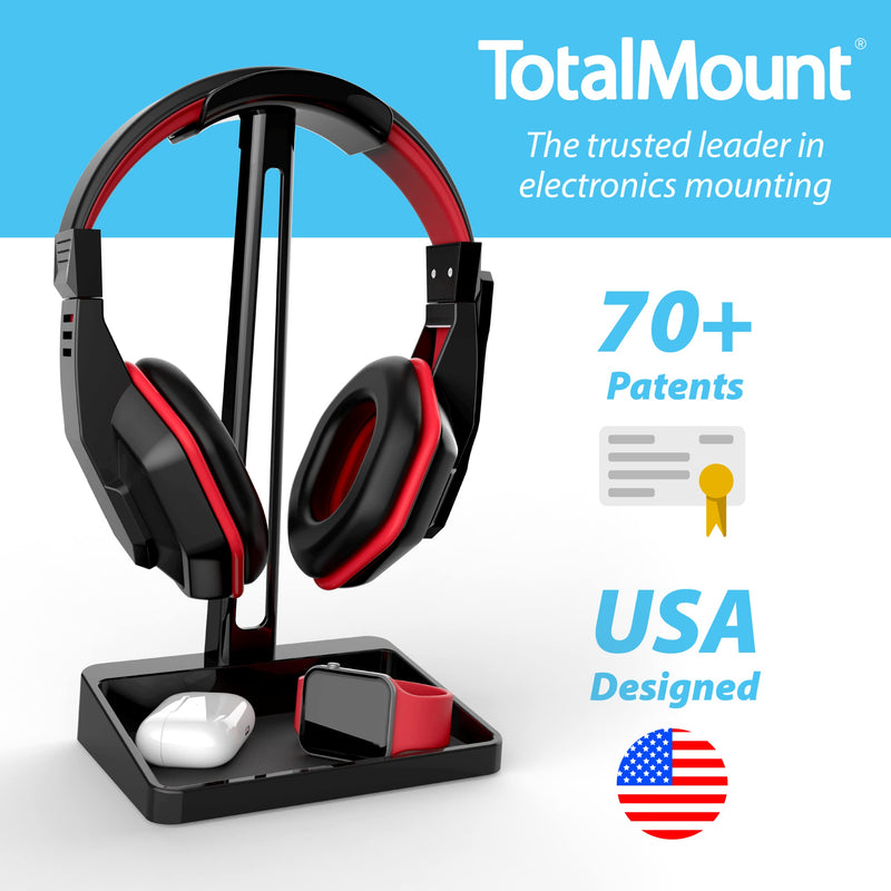 [AUSTRALIA] - TotalMount Headphone Stand – Includes a Tray for AirPods (Premium Black Gaming Headset Stand) Premium Black Gaming Headset Hanger 