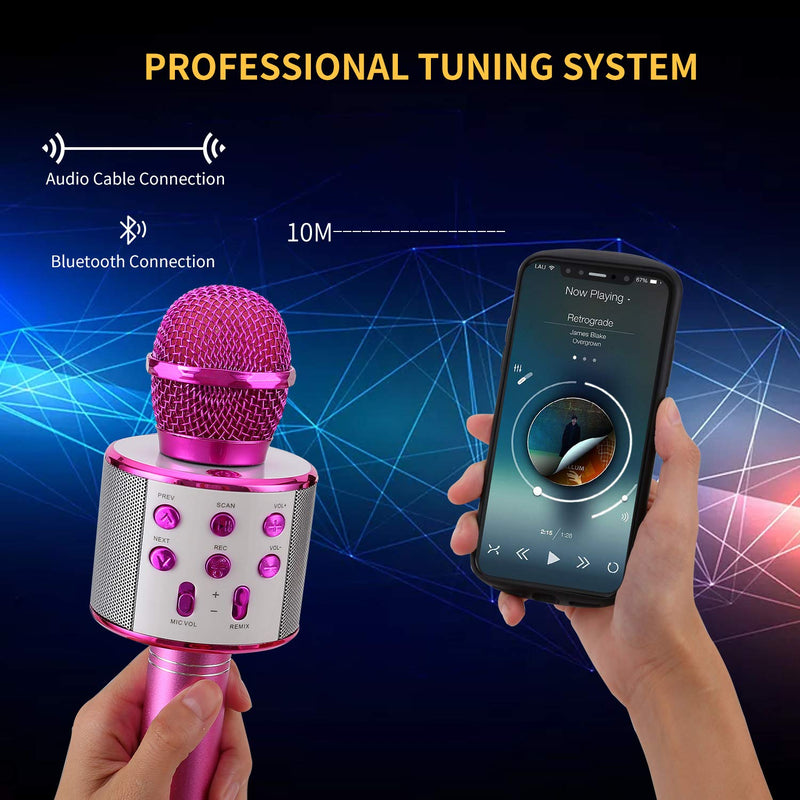 [AUSTRALIA] - Mixhomic Wireless Bluetooth Karaoke Microphone, 4 in 1 Handheld Wireless Karaoke Machine for Kids Party, Portable Handheld Home KTV Player for Android/iOS/iPad/PC (Purple) Purple 