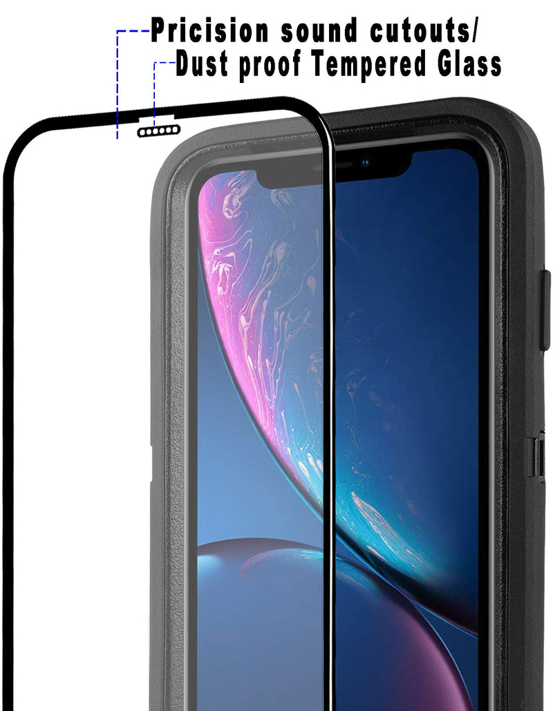 AOPULY for Apple iPhone X/XS Case with Screen Protector, Heavy Duty Full Body Shockproof Military Grade Cover, Rugged 3 in 1 Drop Protection Phone Case iPhone X/XS 5.8" [Black] Black